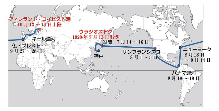 陽明丸の航海経路