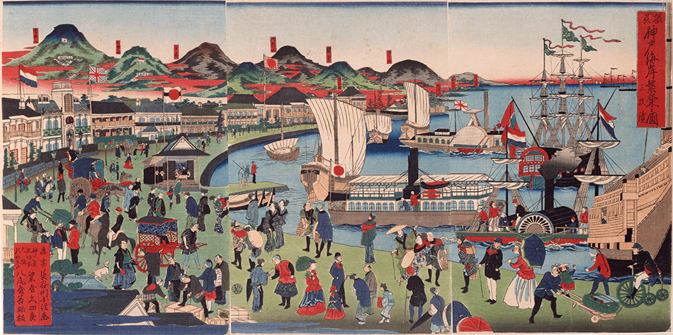 「摂州神戸海岸繁栄之図」