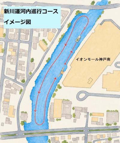 新川運河内巡行コースのイメージ図
