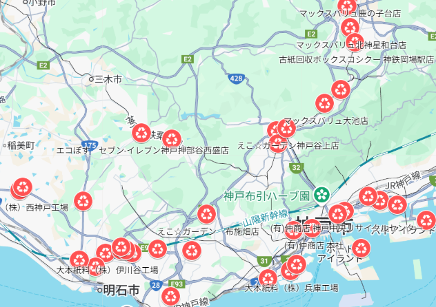 神戸市古紙回収マップ