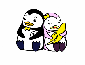 更生ペンギンのホゴちゃんとサラちゃんのイラスト