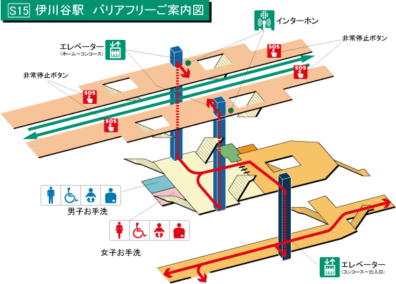 伊川谷駅（バリアフリーご案内図）
