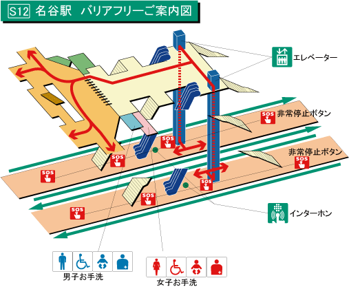名谷駅（バリアフリーご案内図）