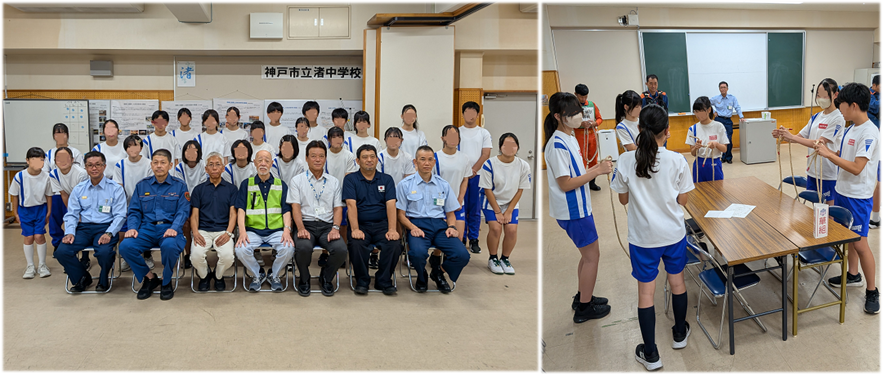 渚中学校ジュニア防災リーダー任命式&ファースト訓練