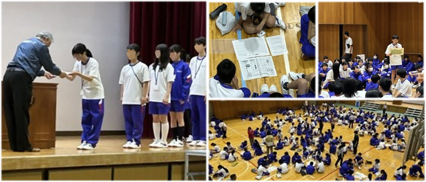 鷹匠中学校防災ジュニア任命式＆ファースト訓練