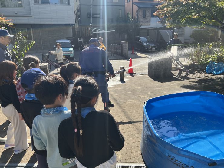 防災福祉コミュニティとの放水訓練