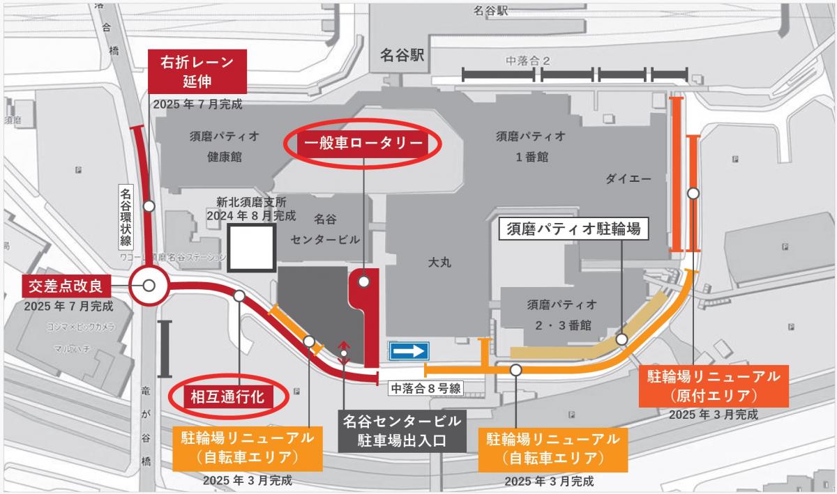 名谷駅南側エリアの施設配置図