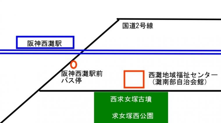 西灘地域福祉センターの位置図