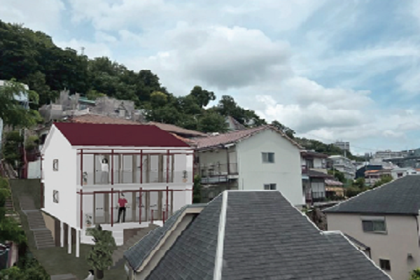 急傾斜地の指導空家を学生の交流と挑戦の場に