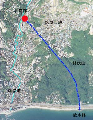 塩屋谷川放水路の位置図