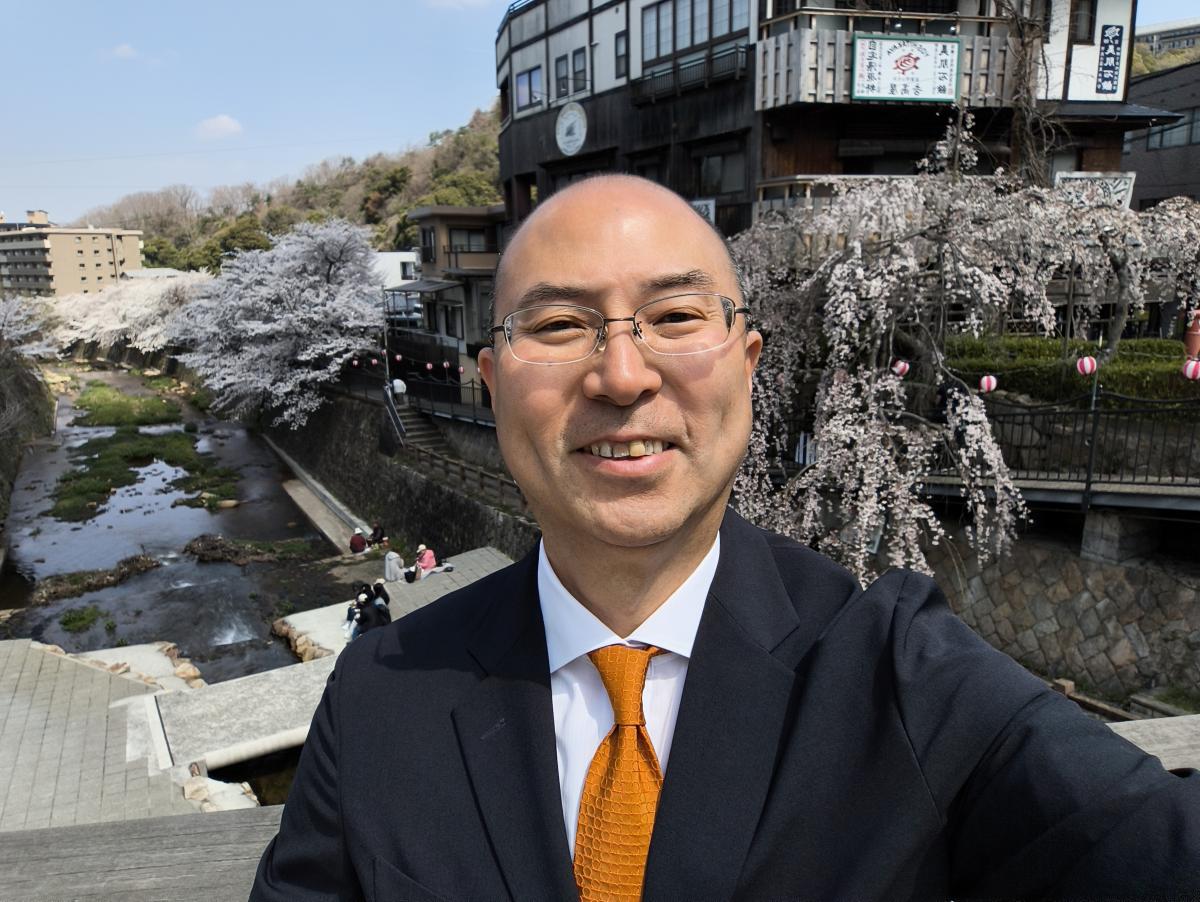 桜風景本人写真