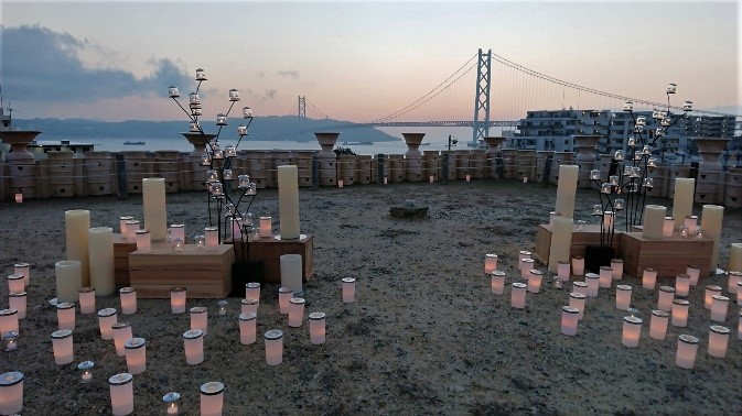 日の入り直前の会場