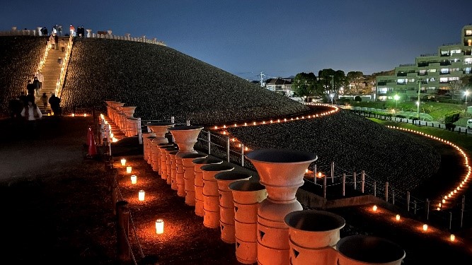 前方部上から後円部へのアングル