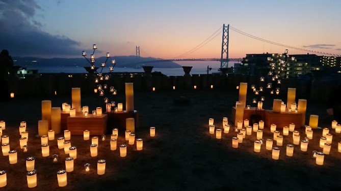 夕暮れ時の会場