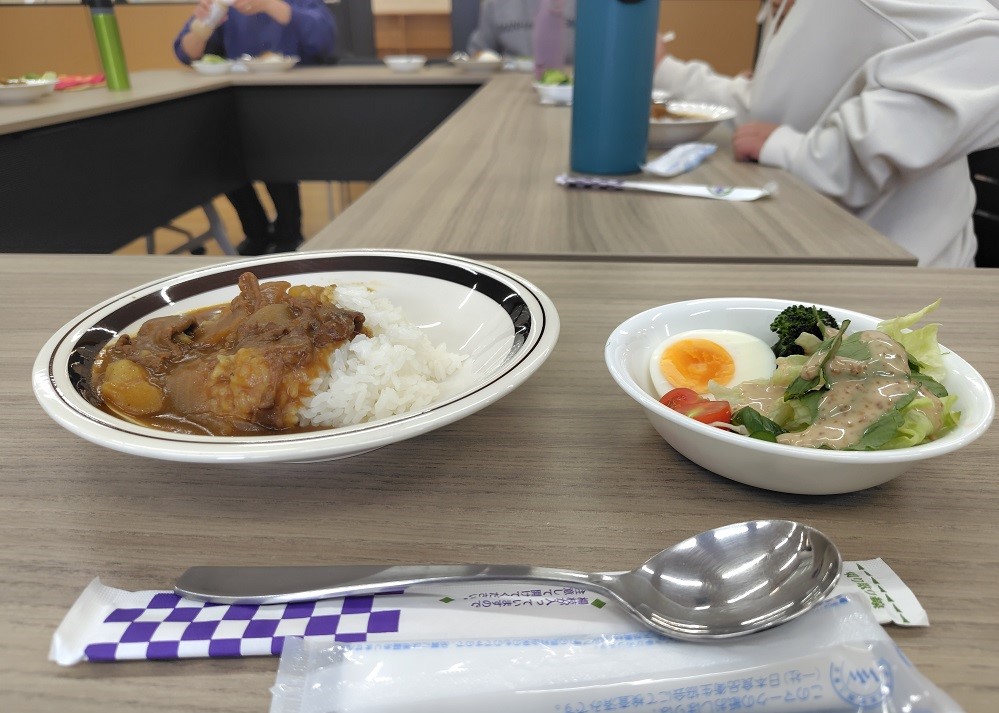 手作りのカレーとサラダ
