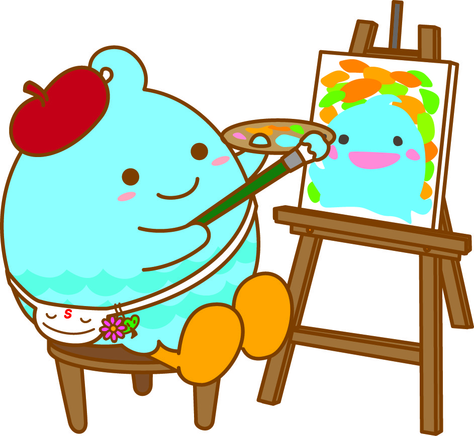 すまぼうが絵を描いているイラスト