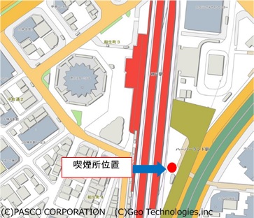 神戸駅南側喫煙所位置図
