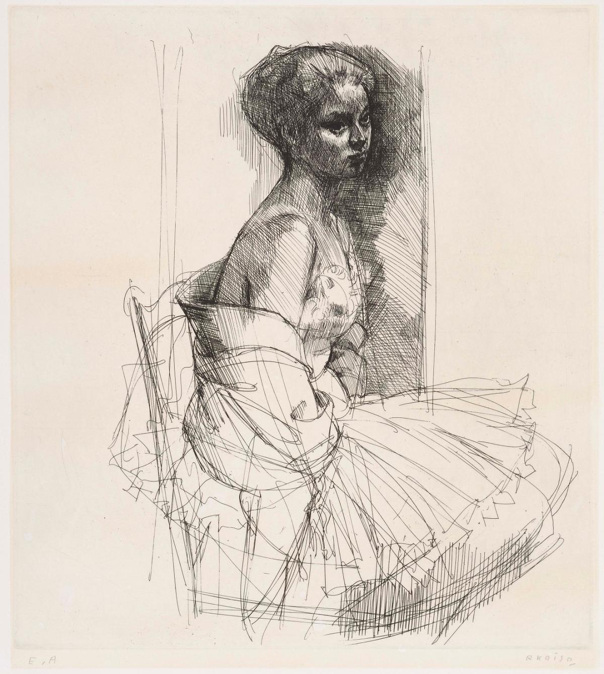 椅子にかけるバレリーナ