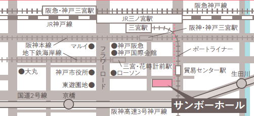 サンボーホールの地図