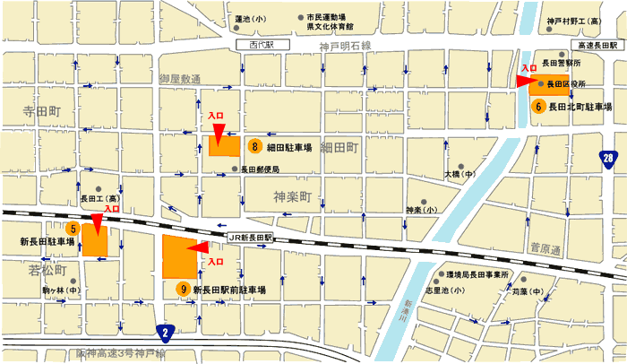 神戸市営駐車場の地図詳細については下記を参照してください。