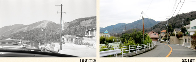 鴨子ヶ原3丁目付近(左)1961年頃(右)2012年
