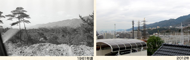鴨子ヶ原3丁目付近(左)1961年頃(右)2012年